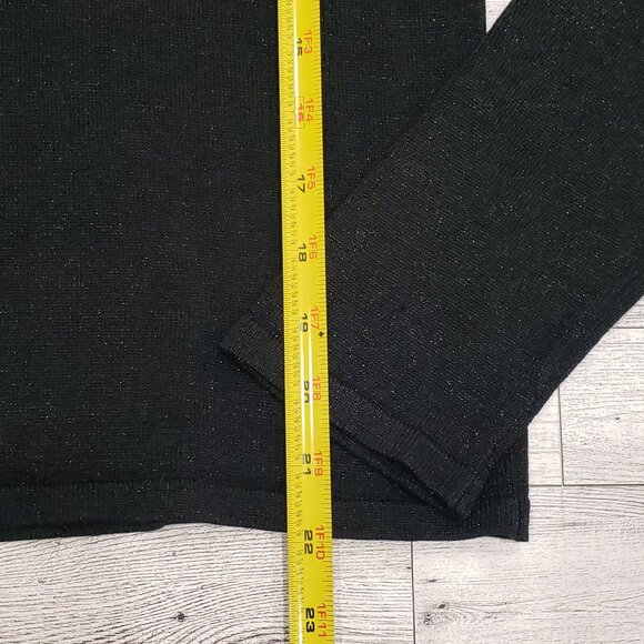 NY&CO Silk Blend Sweater Top Black Metallic Shimmer Quiet Luxury Capsule Women M - Picture 11 of 11